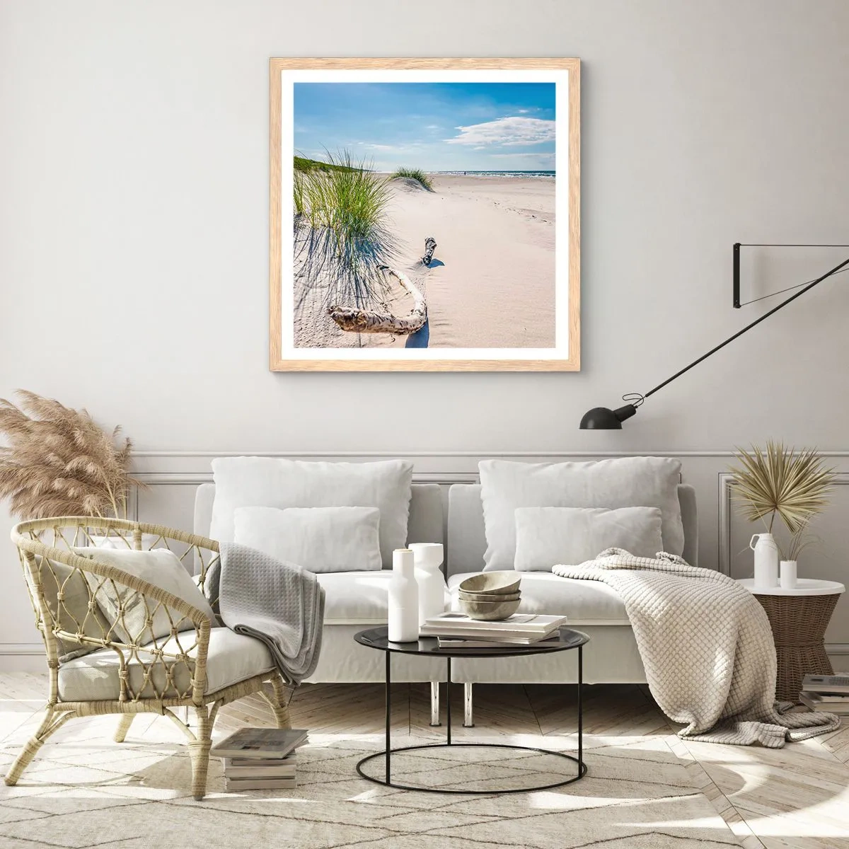 Affisch i ram av ljusek - Vackrast? Östersjöstrand - 50x50 cm