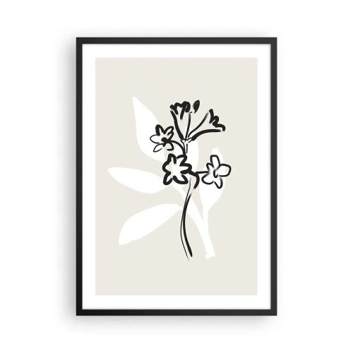 Affisch i svart ram - Minimalistisk blomteckning - 50x70cm - Skiss till ett herbarium - Modern väggdekoration för vardagsrum och sovrum ARTTOR