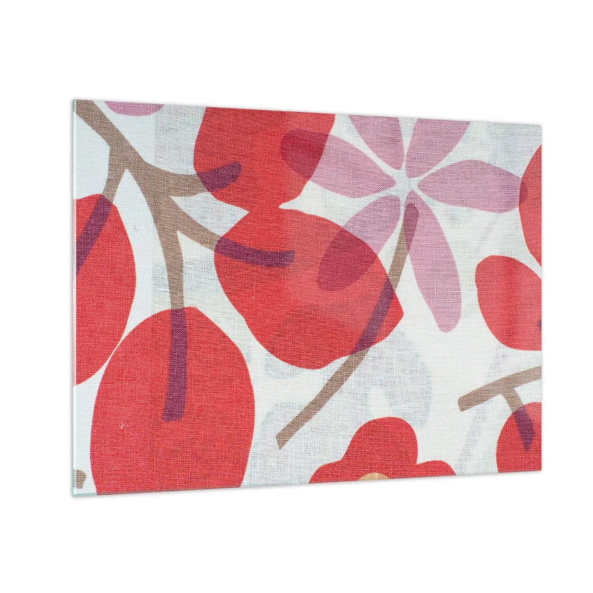 Glastavla - Bild på glas - Blomsterkomposition i rosa - 70x50 cm