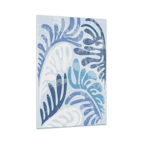Glastavla - Bild på glas - Blåa ormbunkar - 70x100 cm