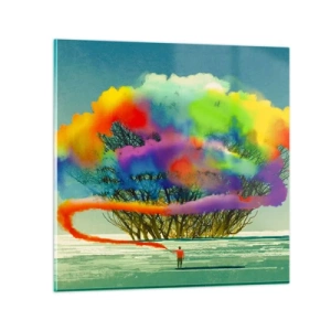 Glastavla - Bild på glas - Liva upp världen - 40x40 cm