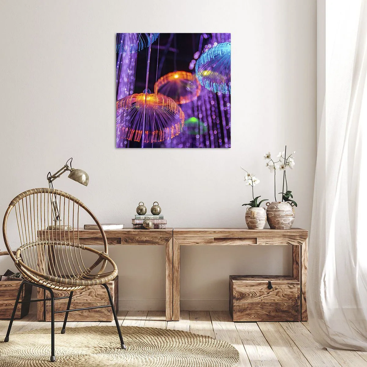 Canvastavla - Bild på duk - Lysande fontän - 60x60 cm