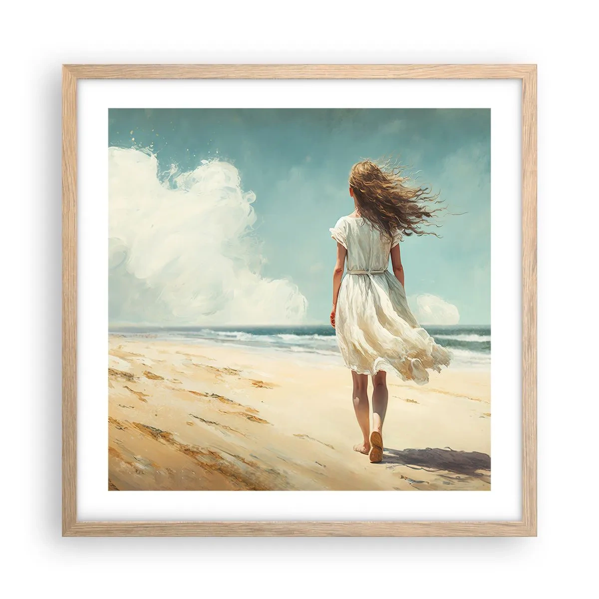 Affisch i ram av ljusek - Att möta solen och vinden - 50x50 cm