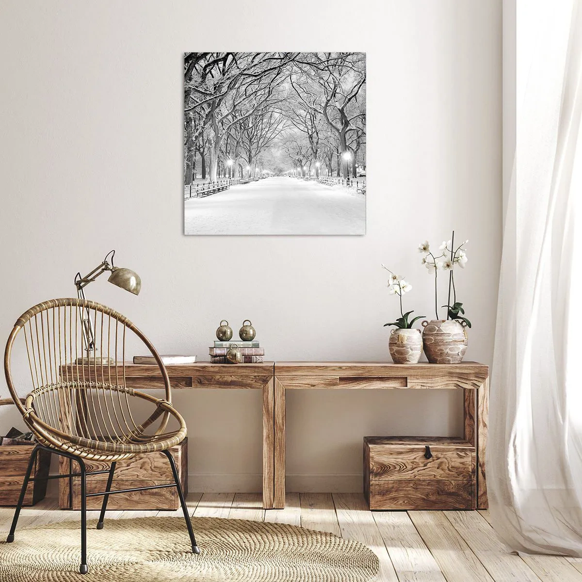 Canvastavla - Bild på duk - De fyra årstiderna - vinter - 30x30 cm