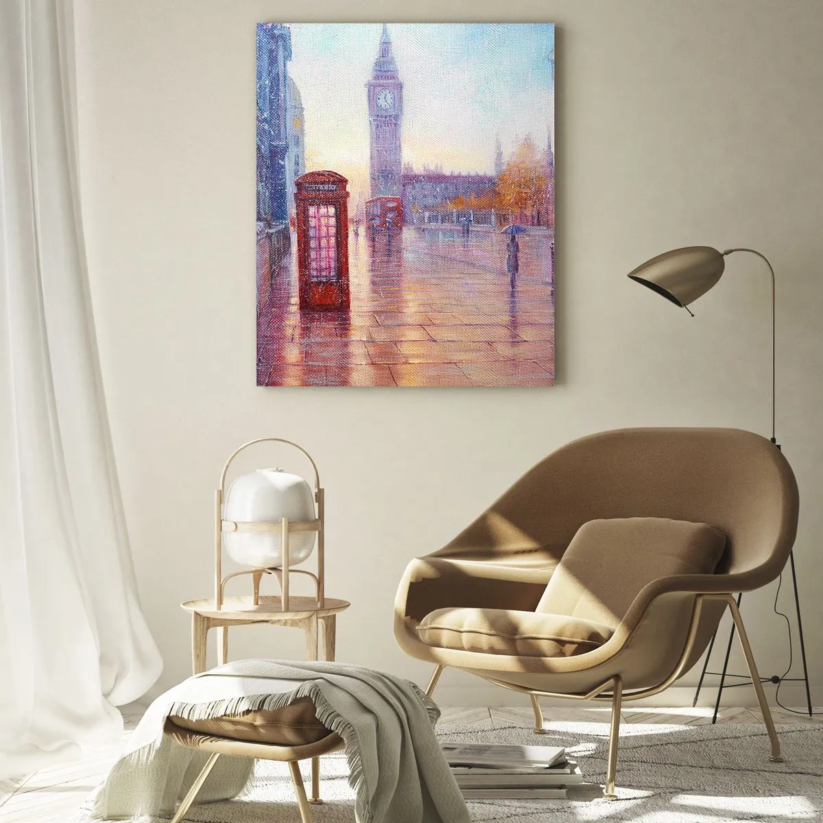 Glastavla - Bild på glas - Höstdag i London - 50x70 cm