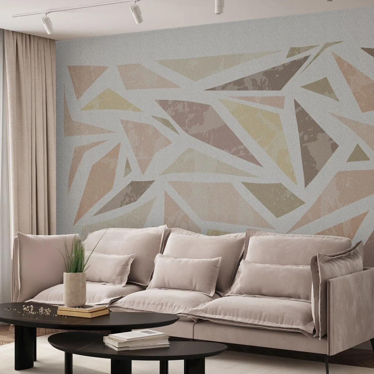 Fototapet Premium Canvas - Komposition av färgat glas - Minimalism, Pastell, Boho - 300x210 cm