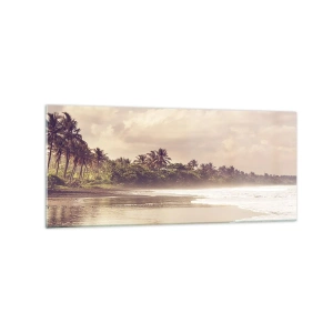 Glastavla - Bild på glas - Vågornas smekning - 120x50 cm