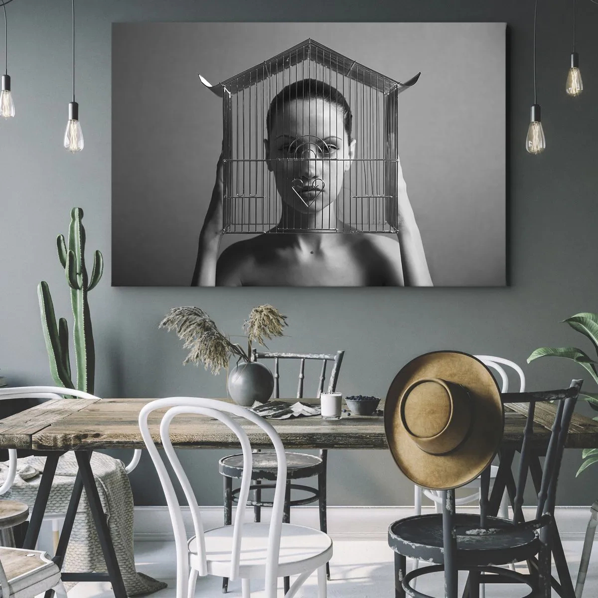 Canvastavla - Bild på duk - Något surrealistisk porträtt - 120x80 cm