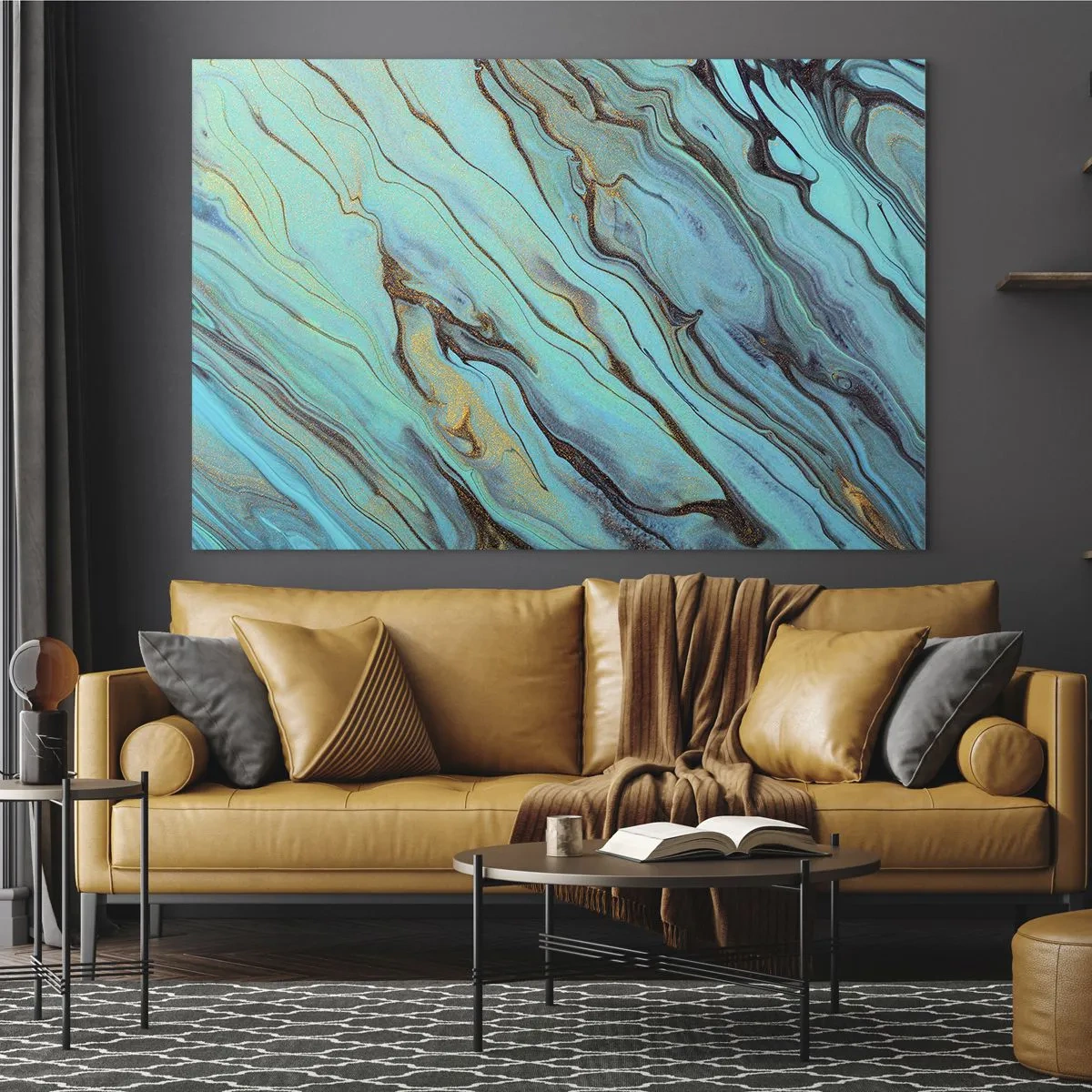 Glastavla - Bild på glas - Turkost tidvatten - 120x80 cm
