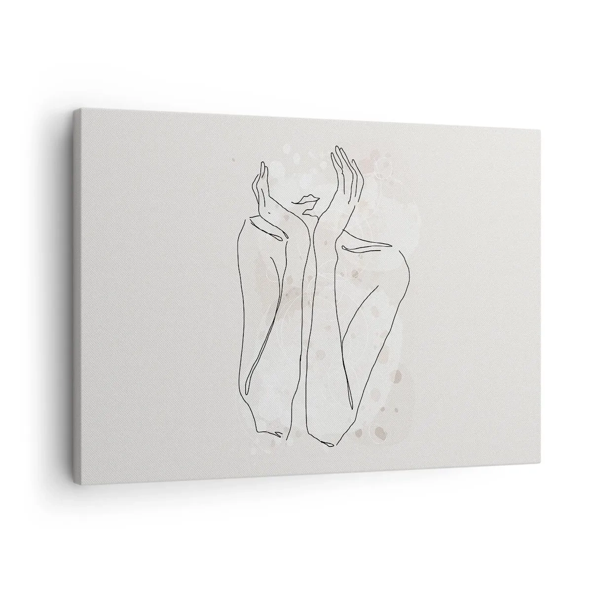 Canvastavla - Bild på duk - Konturlinje som visar kvinnans händer mot en ljus bakgrund - 70x50cm - Drömstund - Modern väggdekoration för vardagsrum och sovrum ARTTOR