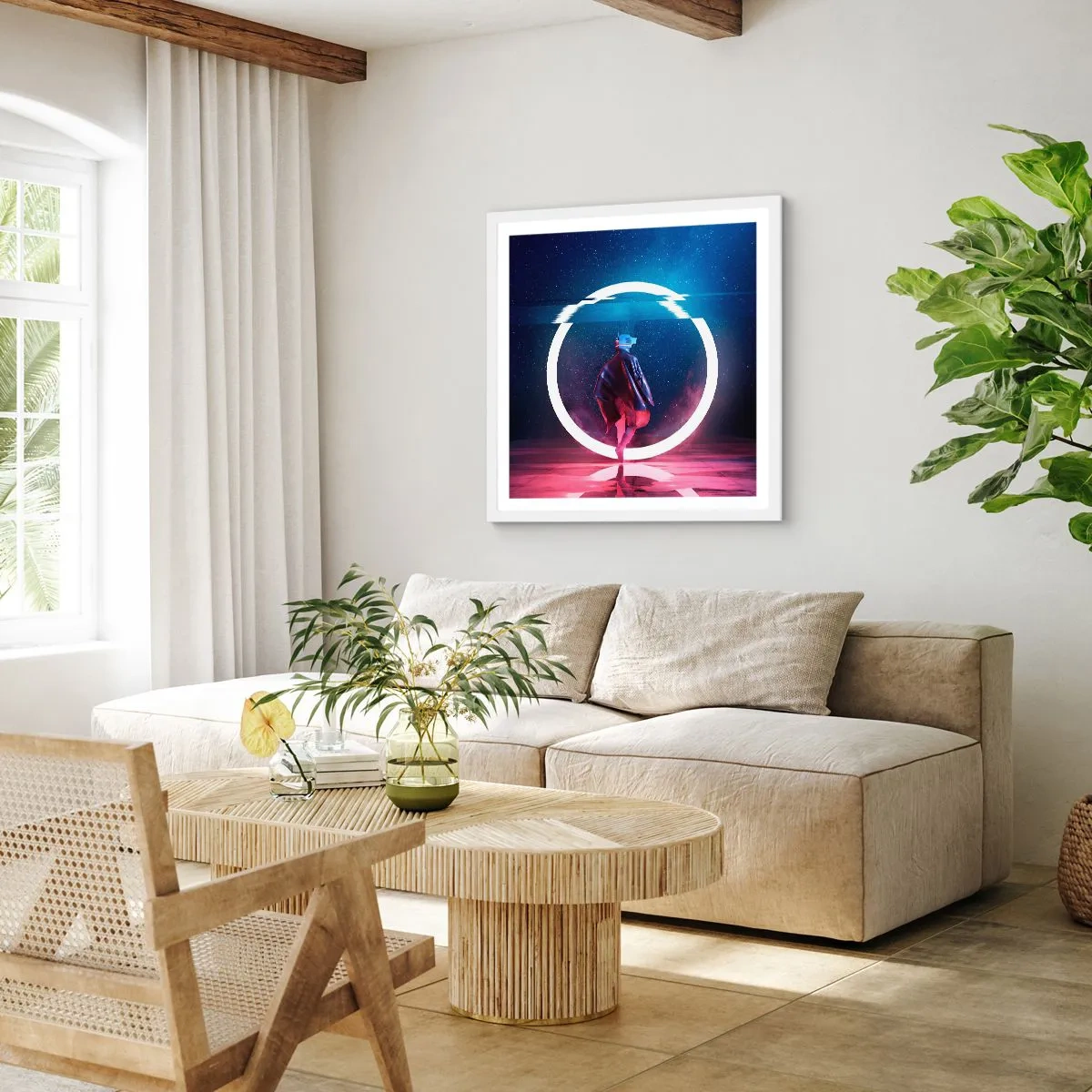 Affisch i vit ram - Mellan världar - 30x30 cm