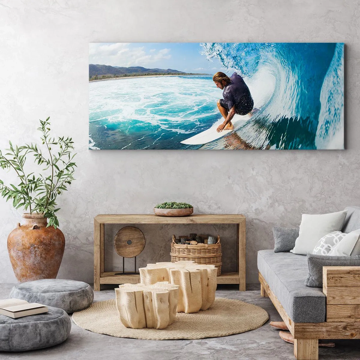 Canvastavla - Bild på duk - Dansar med vågorna - 100x40 cm