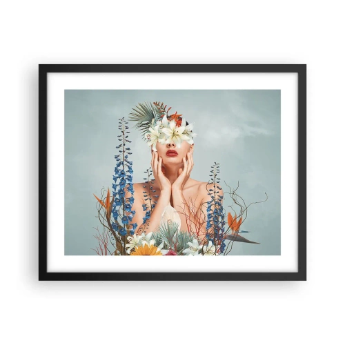 Affisch i svart ram - Kvinna - blomma - 50x40 cm