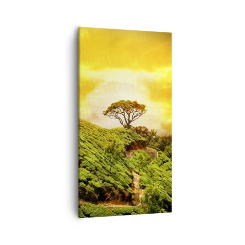 Canvastavla - Bild på duk - Genom slingrande stig, grön backe - 55x100 cm