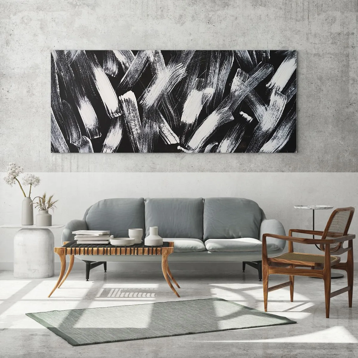 Glastavla - Bild på glas - Abstraktion i industriell anda - 100x40 cm