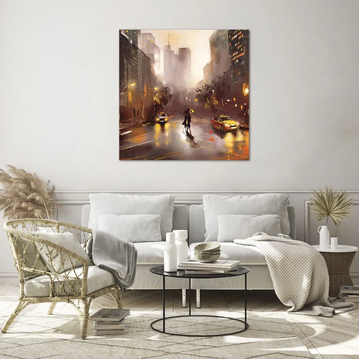Glastavla - Bild på glas - I New Yorks ljus - 30x30 cm