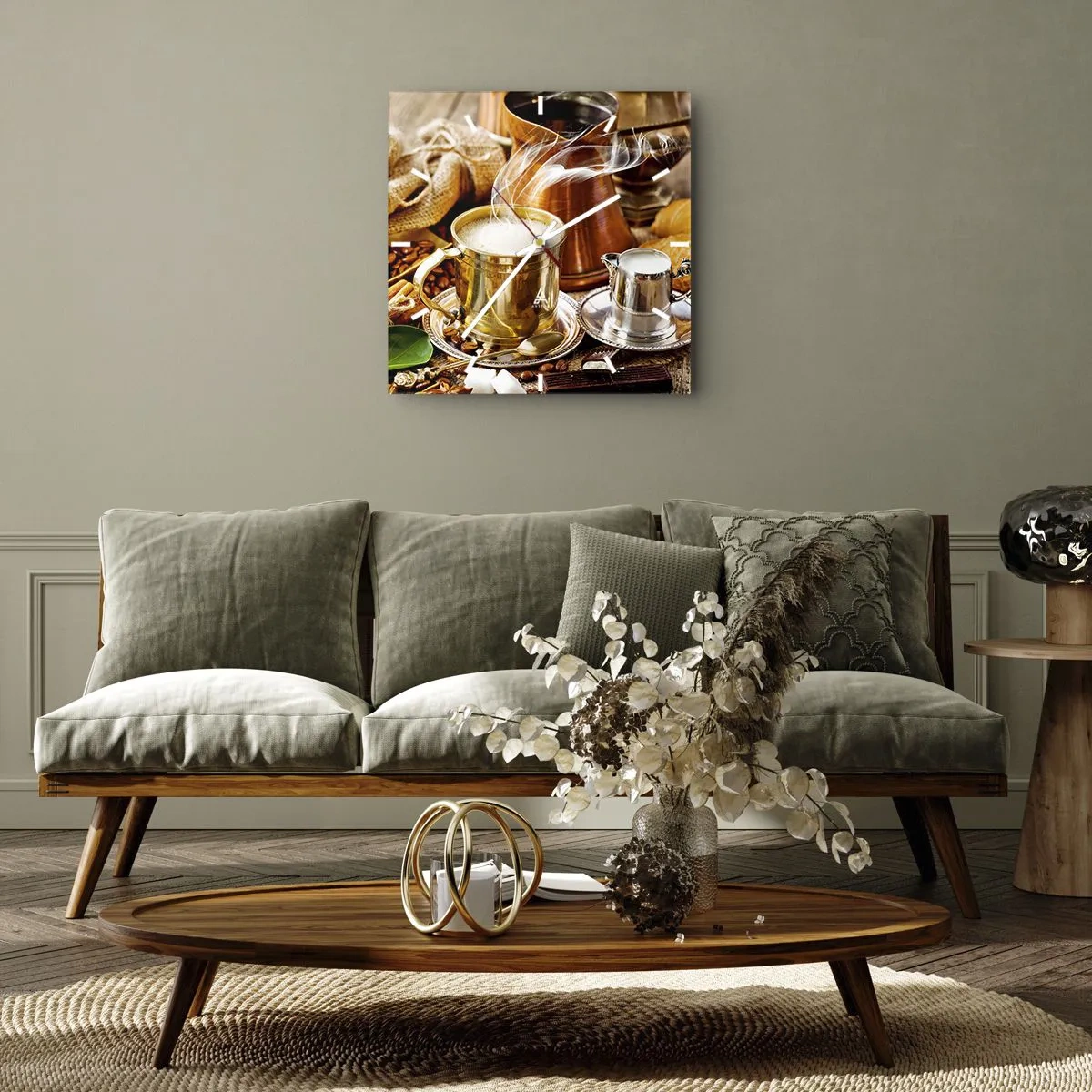 Väggklocka - Klocka på glas - Ha en trevlig dag! - 40x40 cm