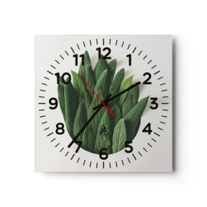 Väggklocka - Klocka på glas - Ostoppbar nyfikenhet - 40x40 cm