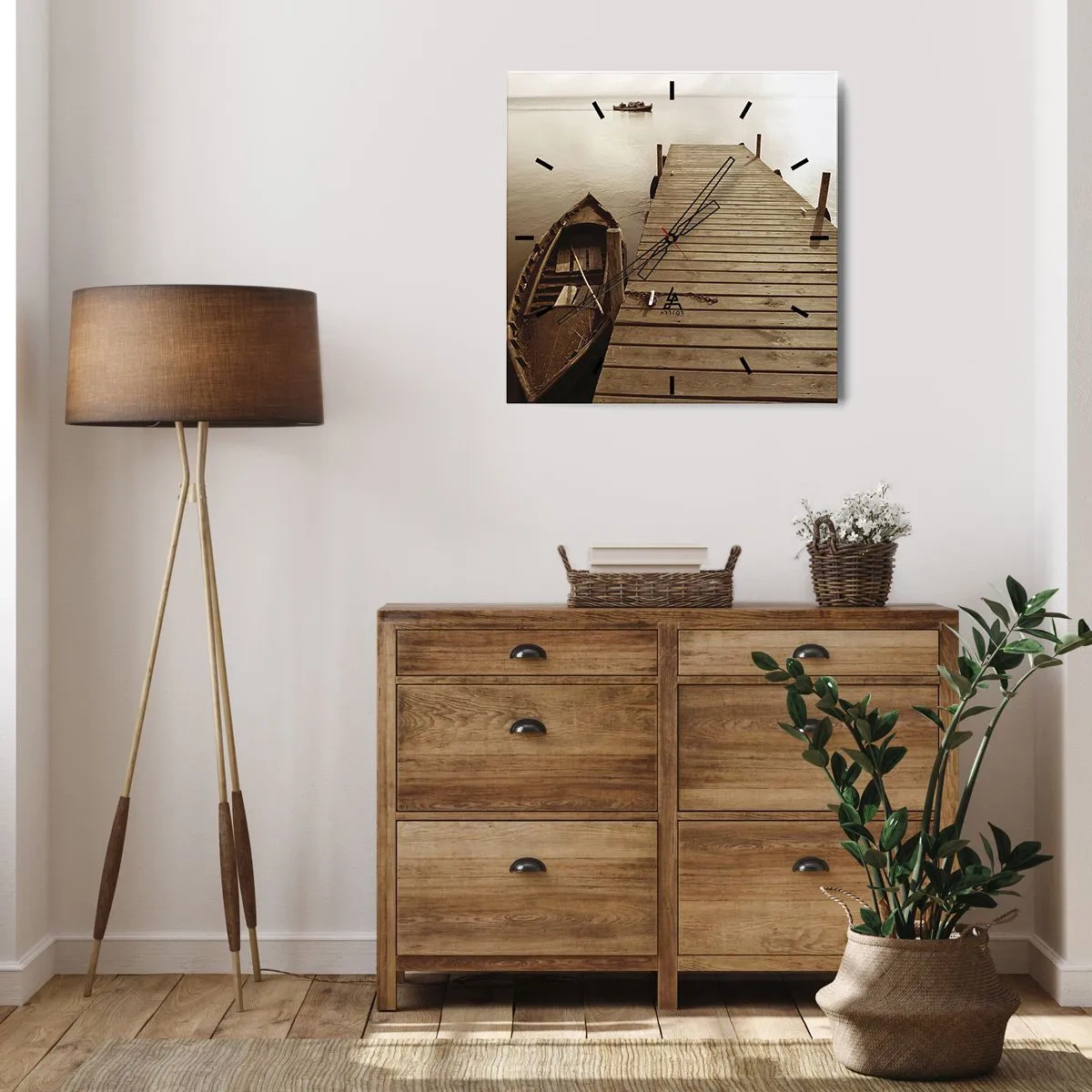 Väggklocka - Klocka på glas - Stora lugnet - 30x30 cm