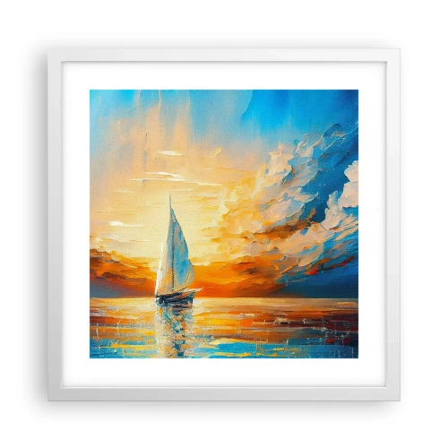 Affisch i vit ram - Segla i gult - 40x40 cm