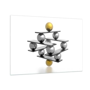 Glastavla - Bild på glas - Guld-silver balans - 100x70 cm