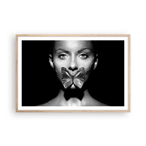 Affisch i ram av ljusek - Fjärilkyss - 91x61 cm