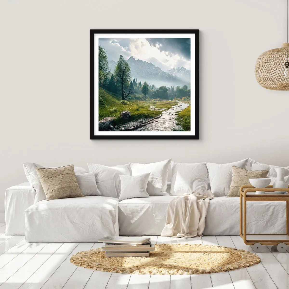 Affisch i svart ram - Fram och tillbaka - 50x50 cm