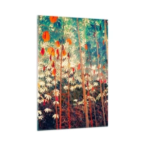 Glastavla - Bild på glas - Lövbladens hemlighetsfulla liv - 80x120 cm