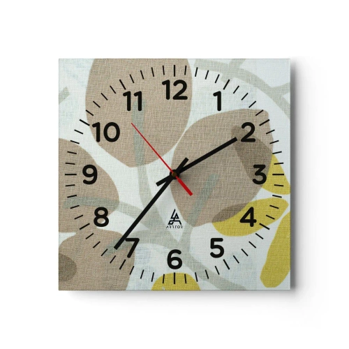 Väggklocka - Klocka på glas - Komposition i solskenet - 40x40 cm