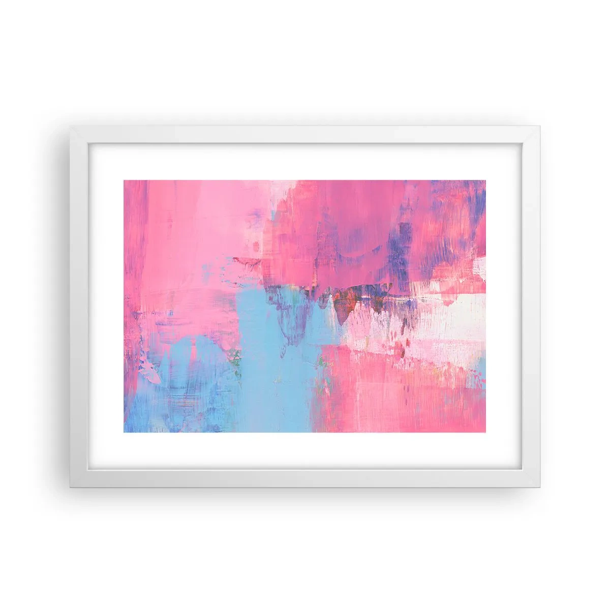 Affisch i vit ram - Rosa, blått och en gnutta ljus - 40x30 cm