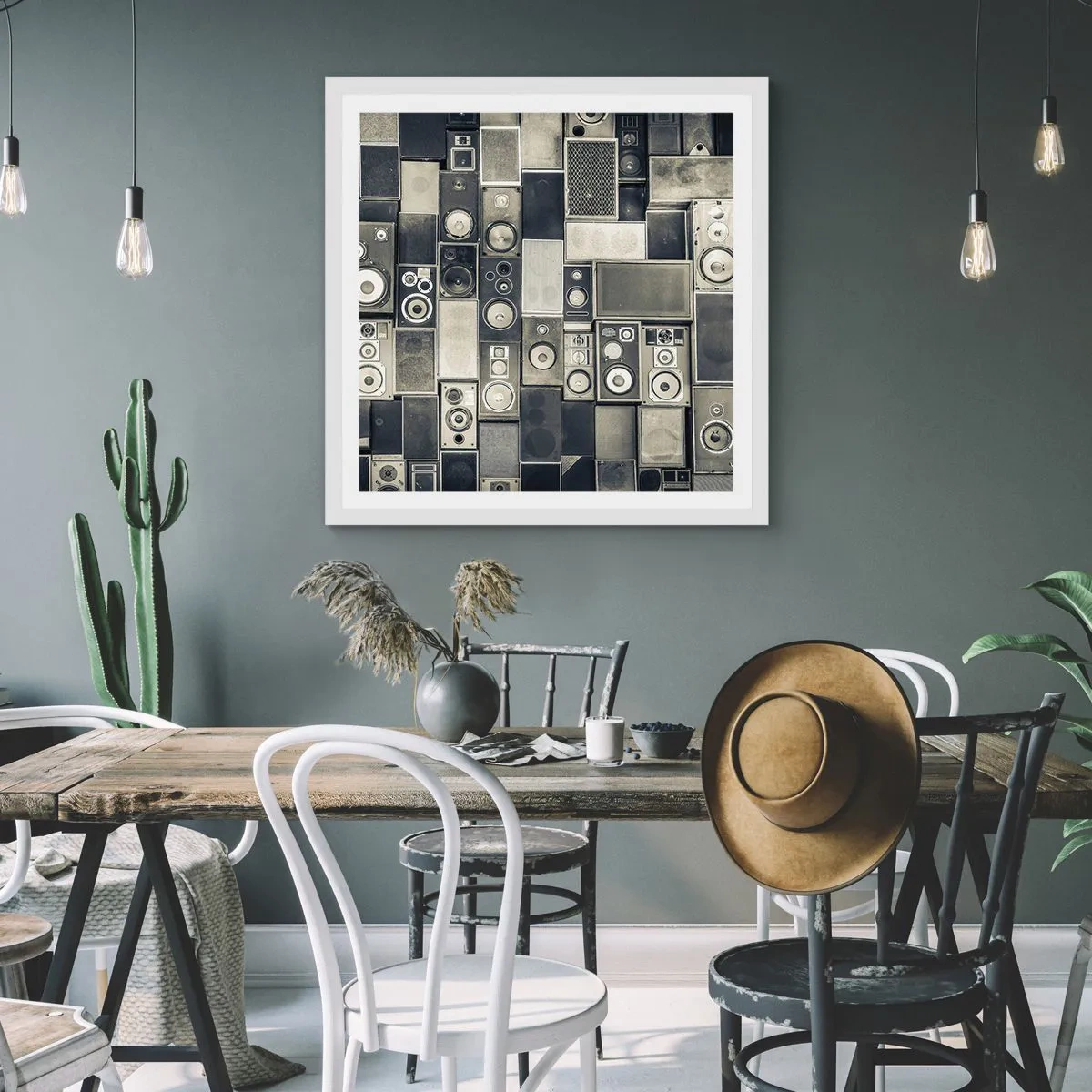 Affisch i vit ram - Allt väl - 30x30 cm