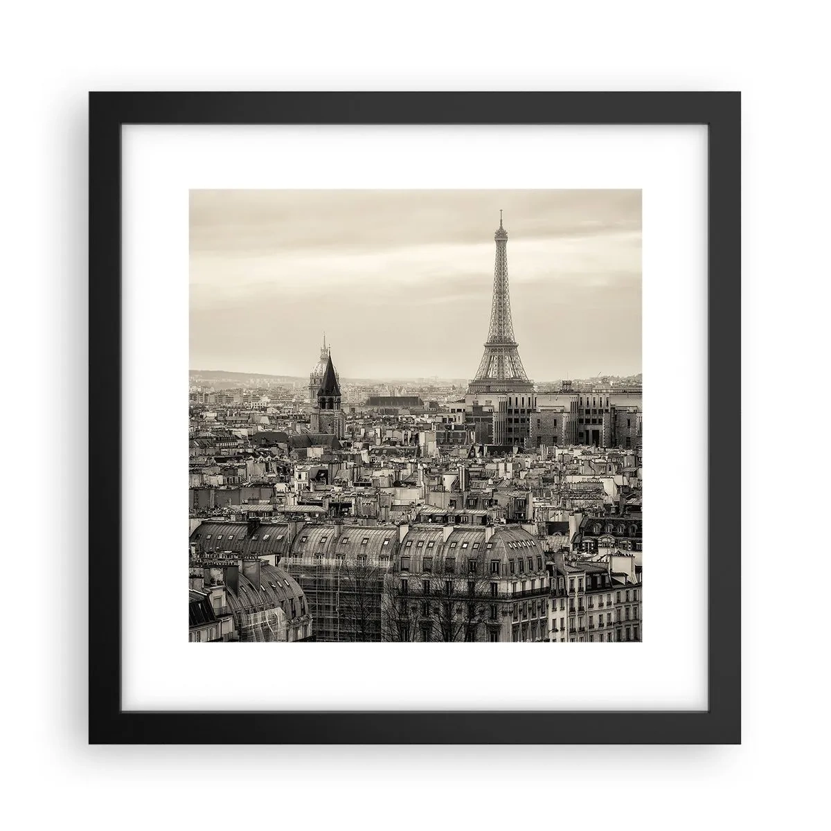 Affisch i svart ram - Över Paris tak - 30x30 cm