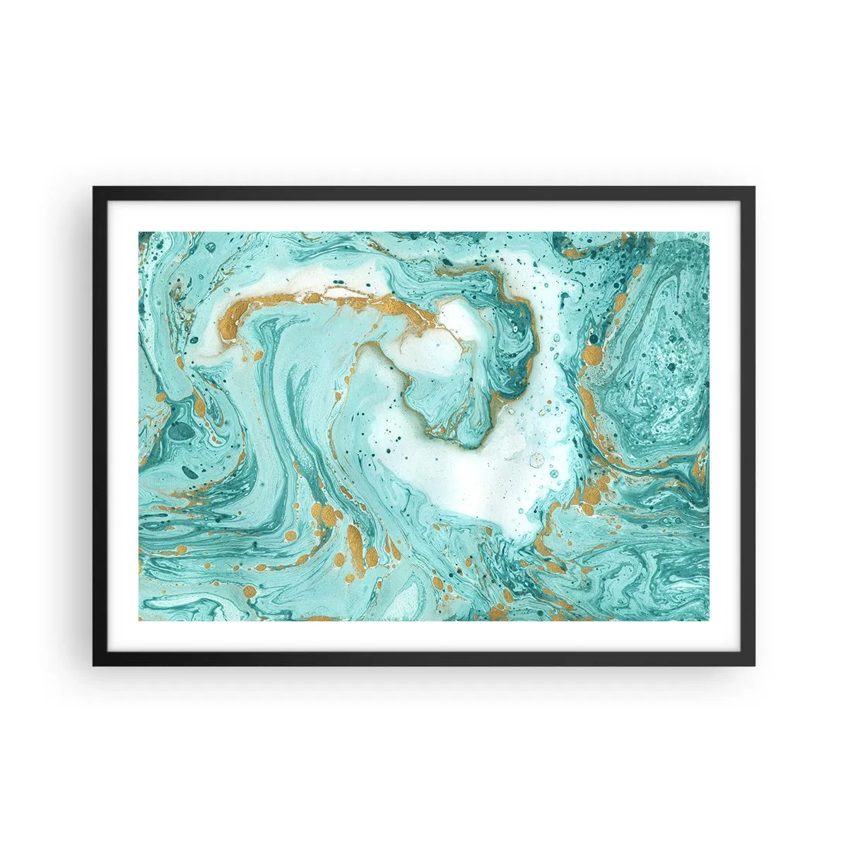 Affisch i svart ram - Under stora vågen från Edo-tiden - 70x50 cm