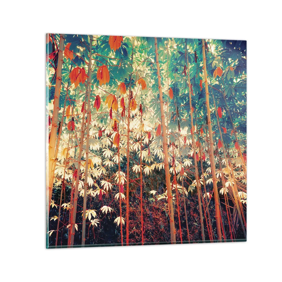 Glastavla - Bild på glas - Lövbladens hemlighetsfulla liv - 70x70 cm