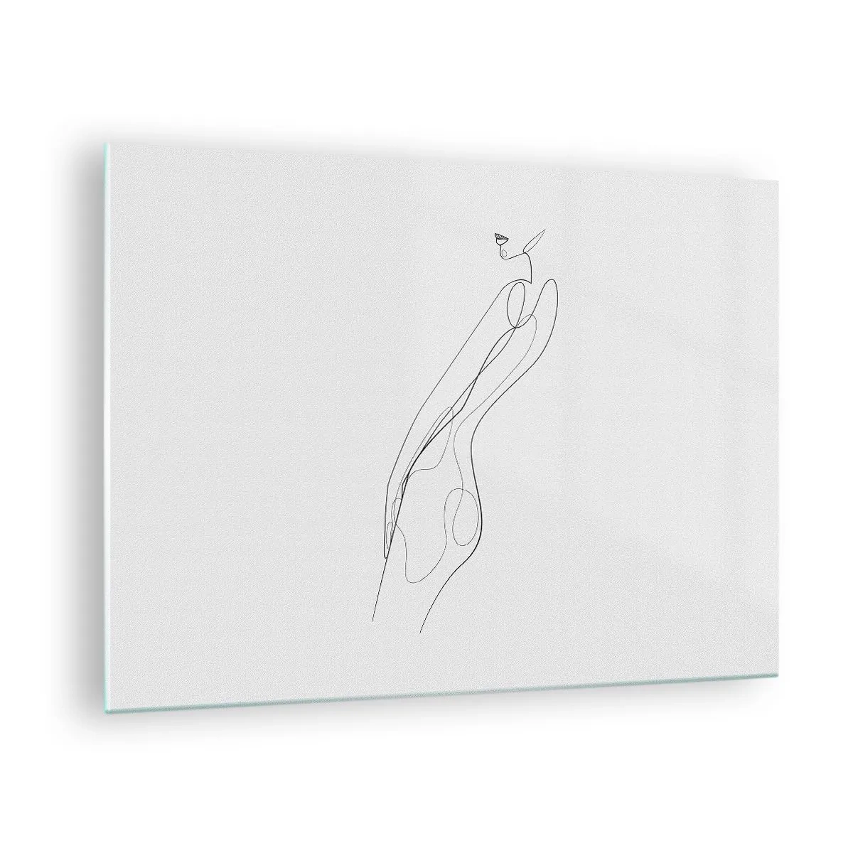Glastavla - Bild på glas - En minimalistisk linje som avbildar en kvinnlig silhuett - 70x50cm - Bara en utfästelse - Modern väggdekoration för vardagsrum och sovrum ARTTOR