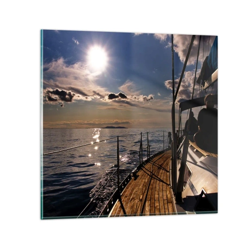Glastavla - Bild på glas - Under seglen mot solen - 50x50 cm
