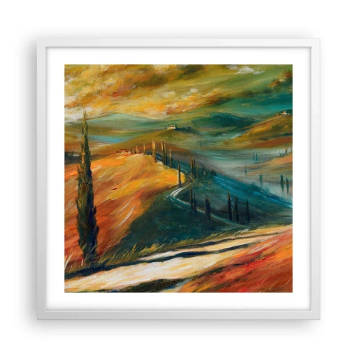 Affisch i vit ram - Toskanskt landskap - 50x50 cm