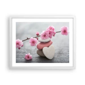 Affisch i vit ram - Salighet med körsbärsblomma - 50x40 cm