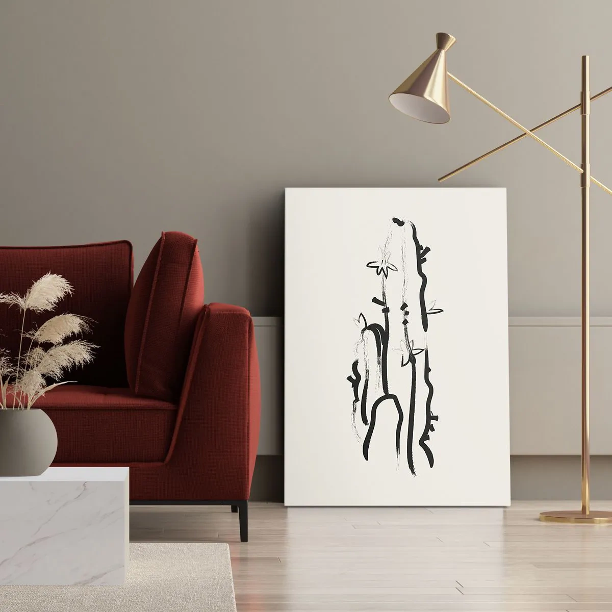 Canvastavla - Bild på duk - Blommande ört - 45x80 cm