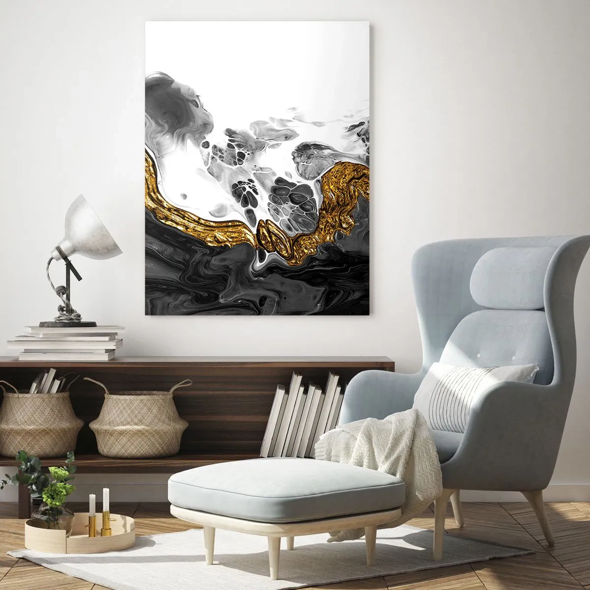 Glastavla - Bild på glas - Organisk komposition - 70x100 cm