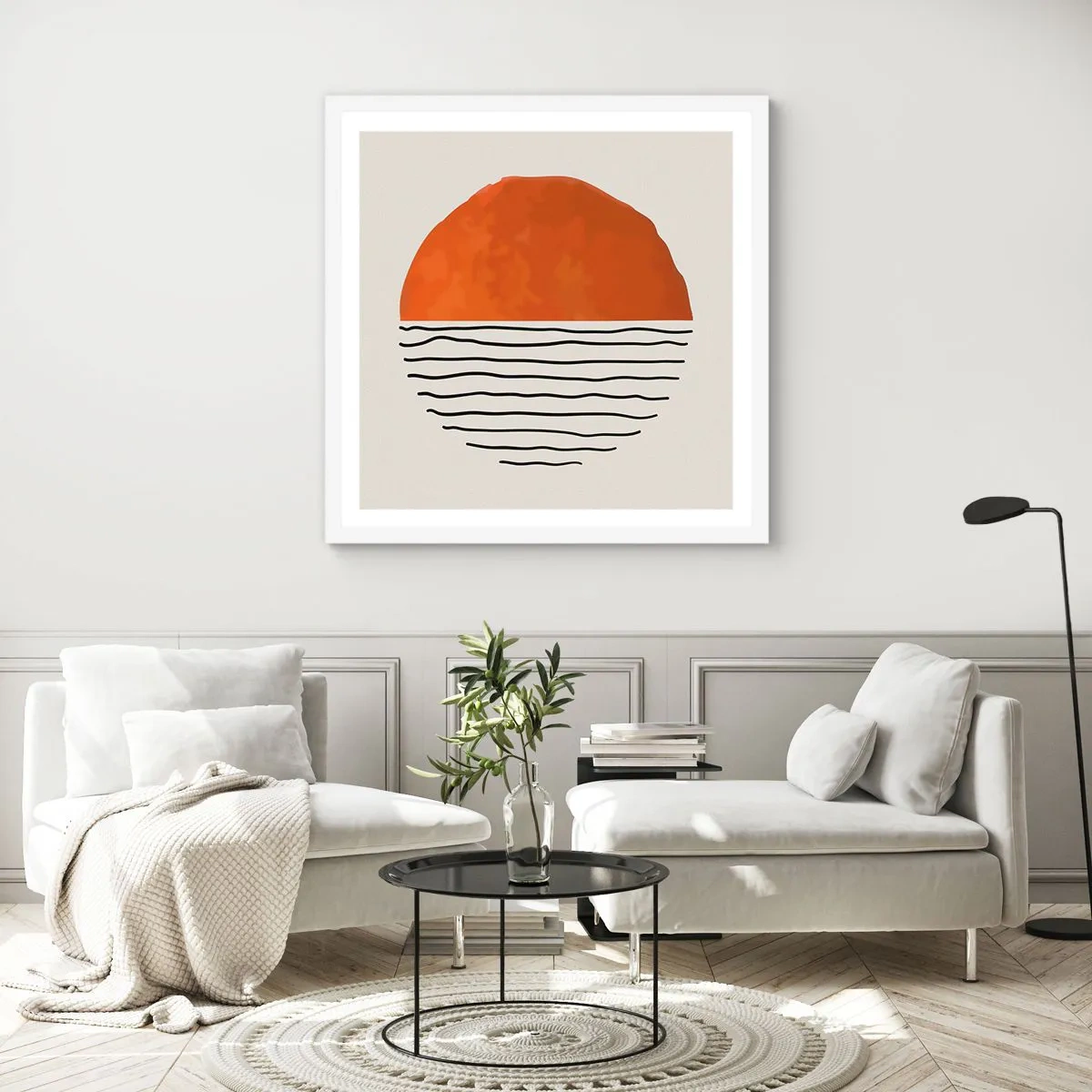 Affisch i vit ram - I japansk stämning - 60x60 cm