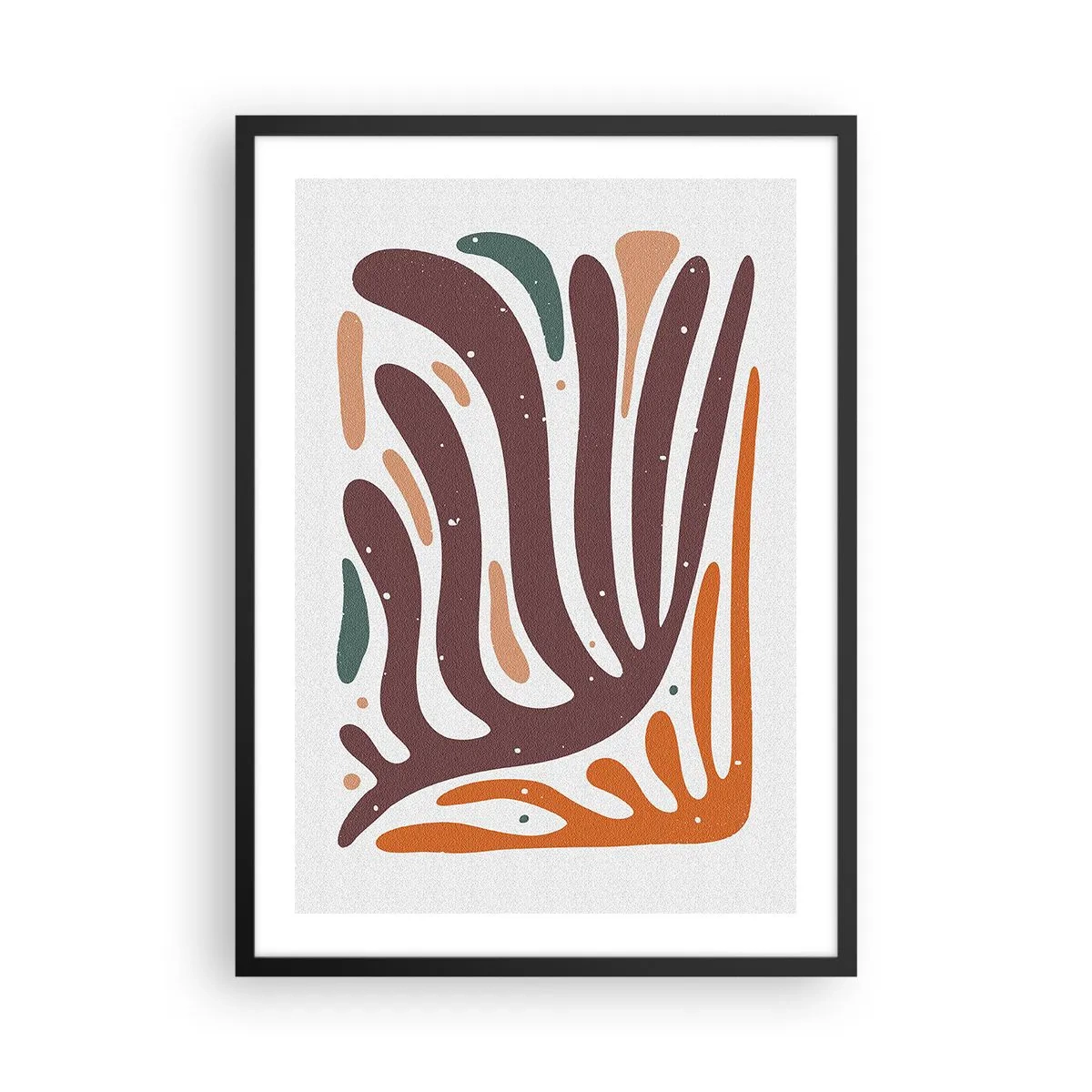 Affisch i svart ram - Organisk abstraktion i varma nyanser av brunt och orange - 50x70cm - Strålande organisk komposition - Modern väggdekoration för vardagsrum och sovrum ARTTOR