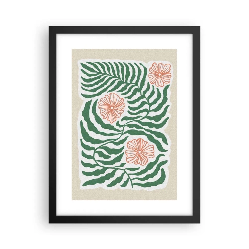 Affisch i svart ram - Blommande i grönt - 30x40 cm
