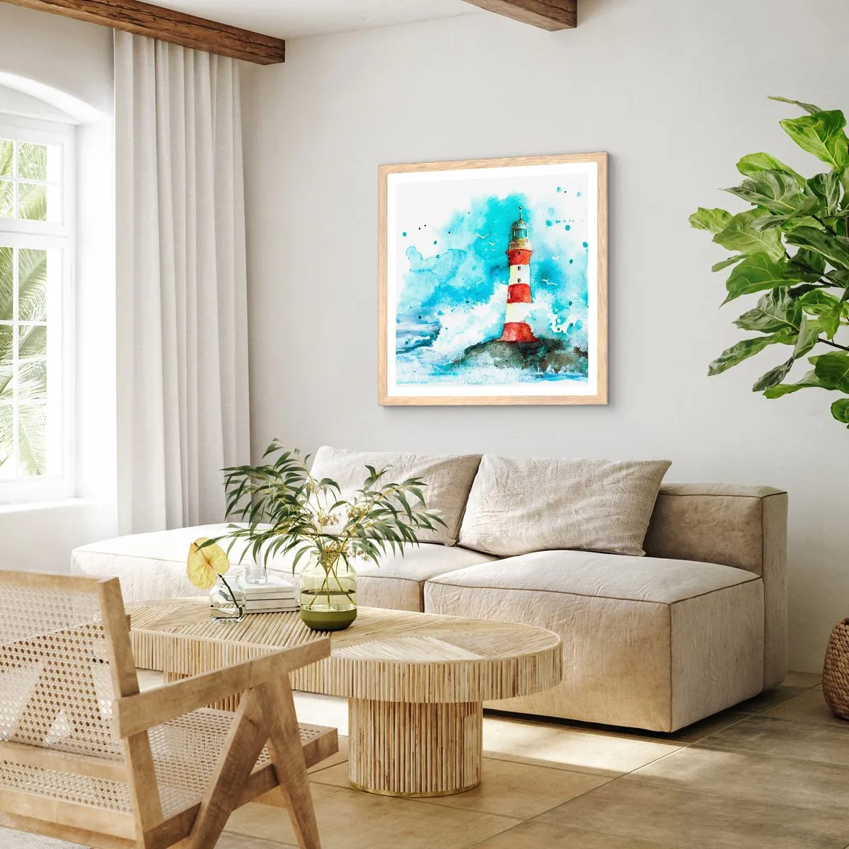 Affisch i ram av ljusek - Elementens enhet - 50x50 cm