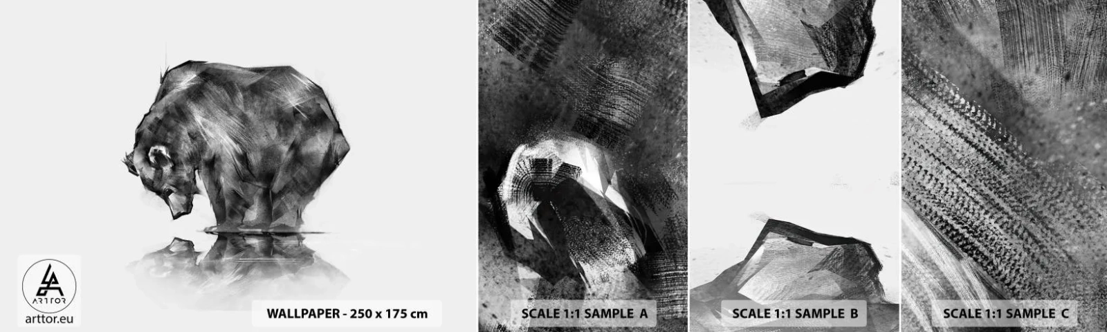 Provbit av självhäftande fototapet Deluxe Sticker - Roligt att se någon närstående - Abstraktion, Isbjörn, Natur - 100x30 cm