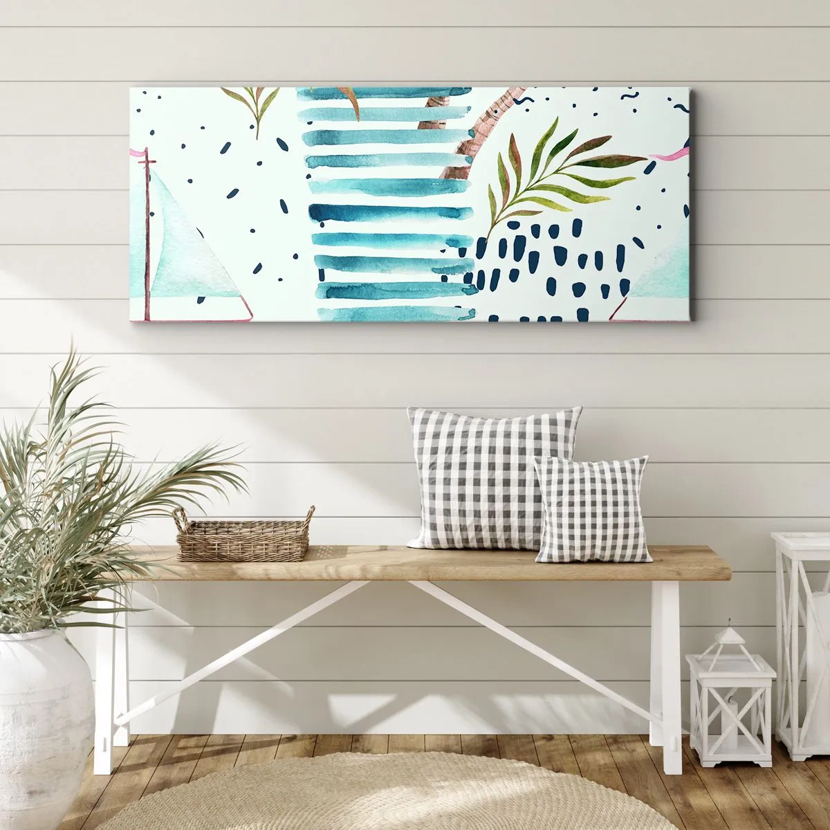 Canvastavla - Bild på duk - Semester under palmerna - 100x40 cm