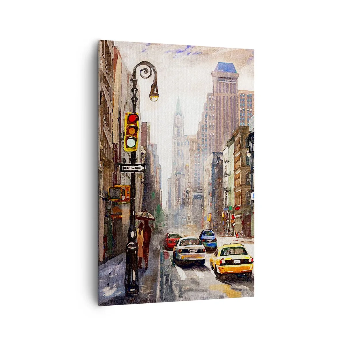 Canvastavla - Bild på duk - New York - färgglad också i regnet - 80x120 cm