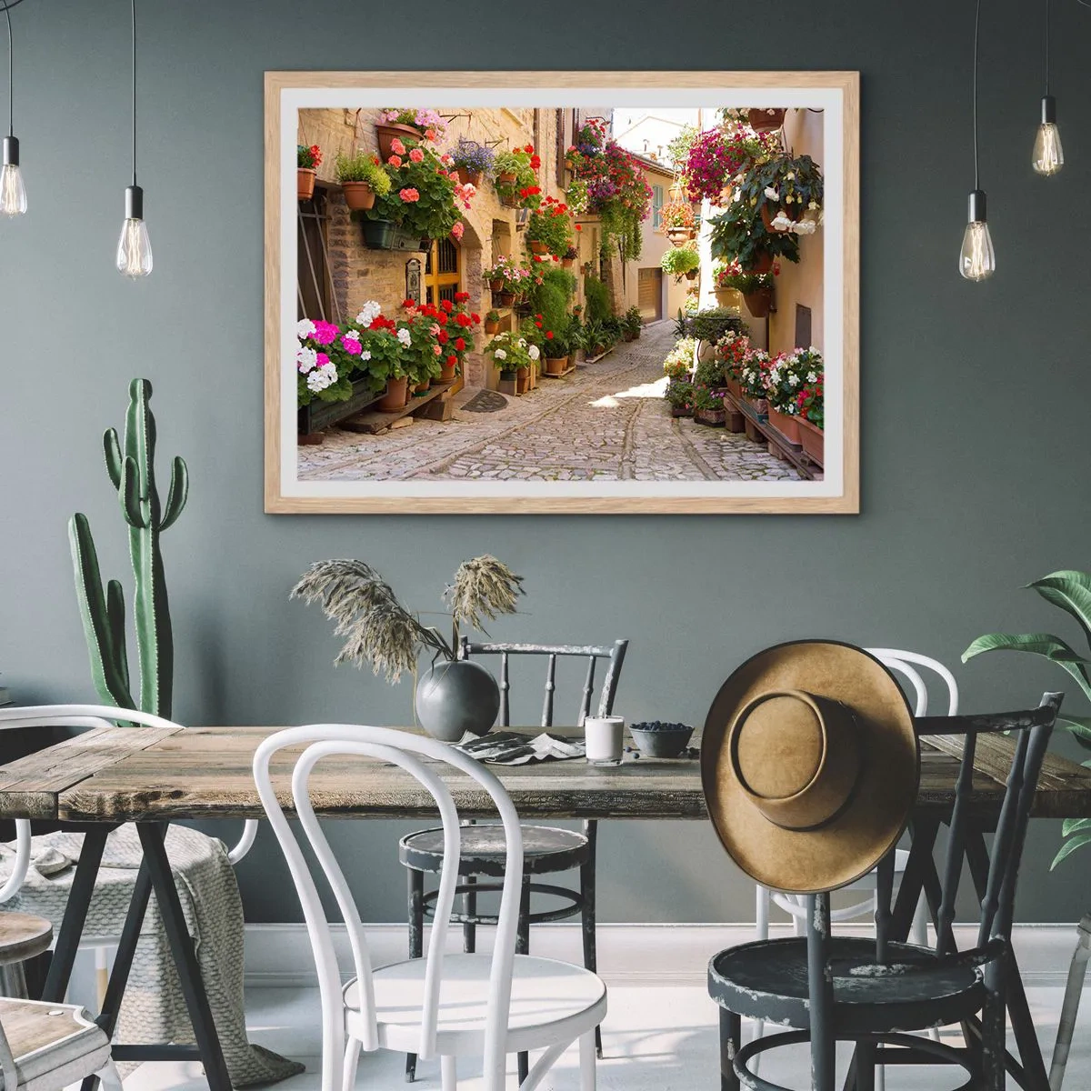 Affisch i ram av ljusek - I blommornas flod - 40x30 cm