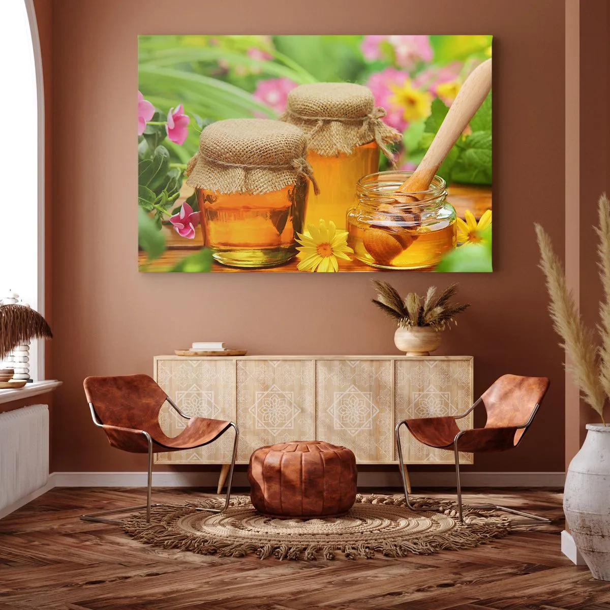 Canvastavla - Bild på duk - Sött och blommigt - 100x70 cm
