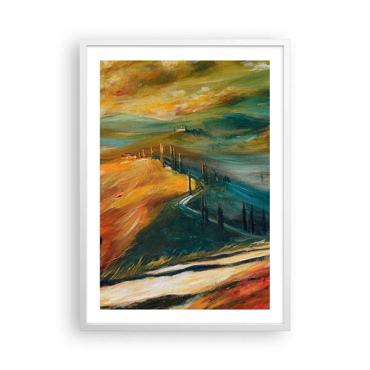 Affisch i vit ram - Toskanskt landskap - 50x70 cm
